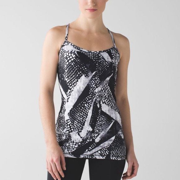 Lululemon Power Y Tank Top Luon Static Mist Black White 8 - Picture 1 of 11